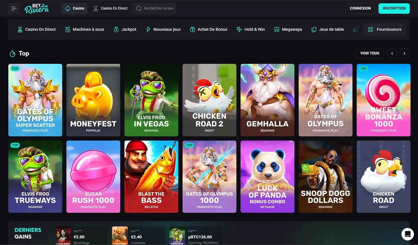 Betriviera Casino Page d'accueil