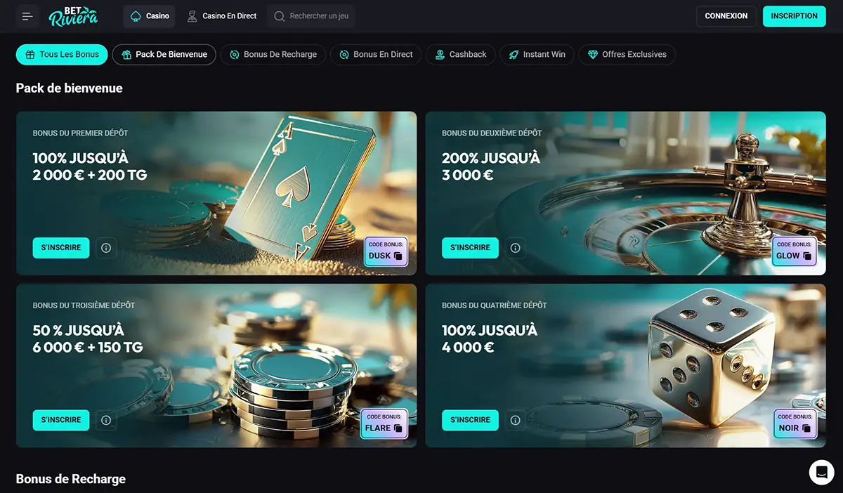 Betriviera Casino Bonus et Promotions