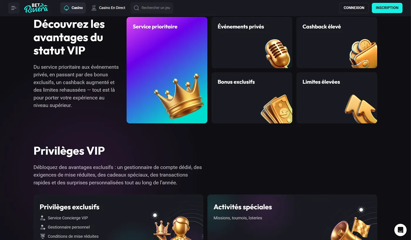 Betriviera Casino Programme VIP